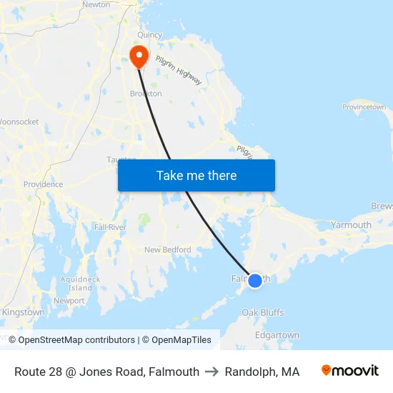 Route 28 @ Jones Road, Falmouth to Randolph, MA map