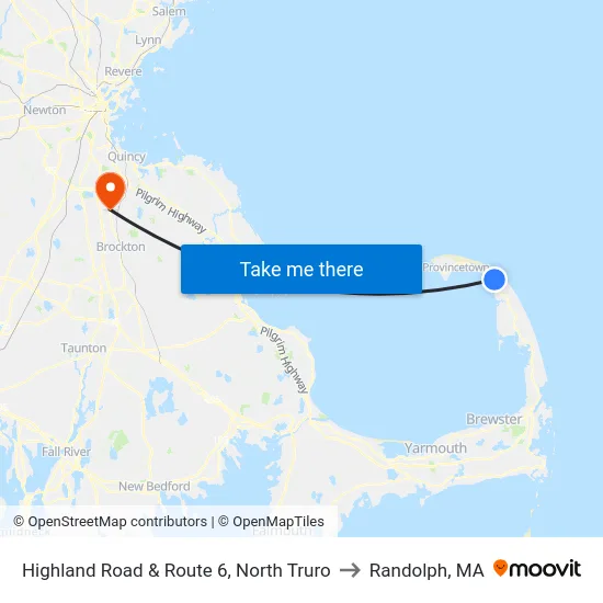 Highland Road & Route 6, North Truro to Randolph, MA map