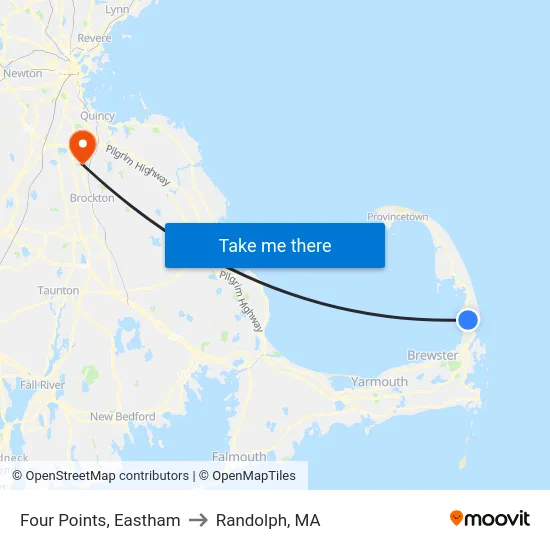 Four Points, Eastham to Randolph, MA map