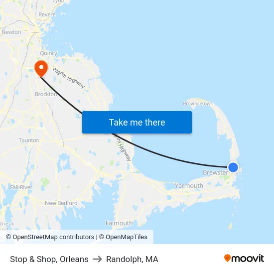 Stop & Shop, Orleans to Randolph, MA map