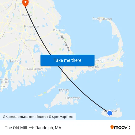 The Old Mill to Randolph, MA map