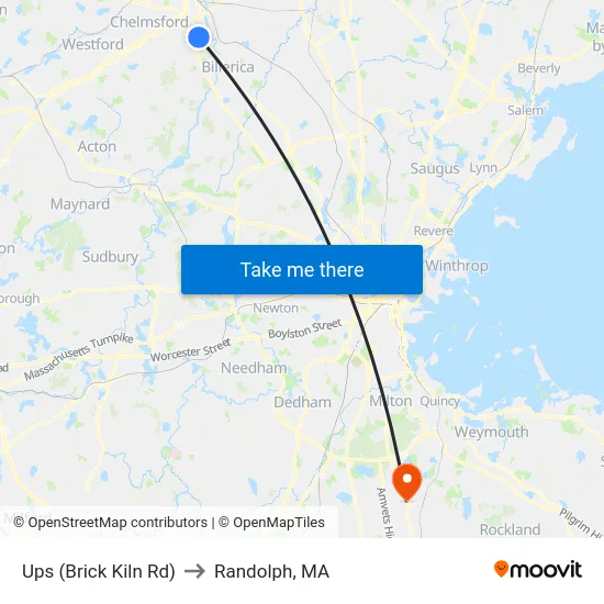 Ups (Brick Kiln Rd) to Randolph, MA map