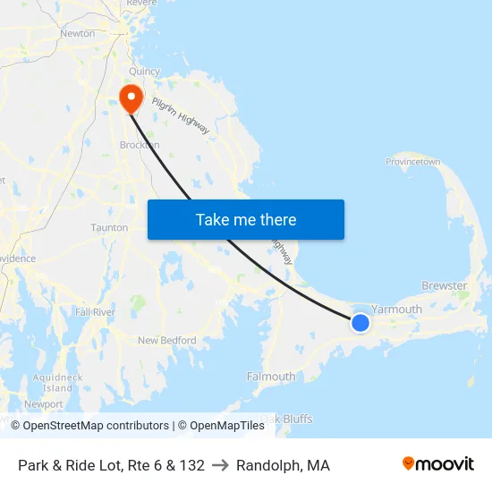 Park & Ride Lot, Rte 6 & 132 to Randolph, MA map
