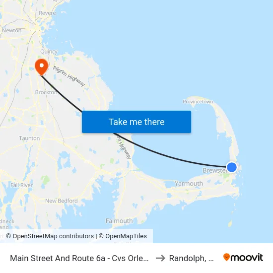 Main Street And Route 6a - Cvs Orleans to Randolph, MA map