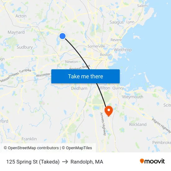 125 Spring St  (Takeda) to Randolph, MA map