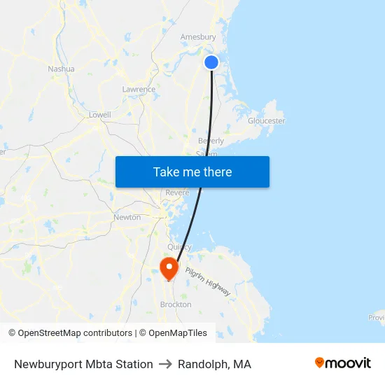 Newburyport Mbta Station to Randolph, MA map