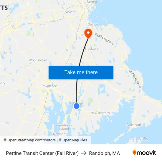 Pettine Transit Center (Fall River) to Randolph, MA map