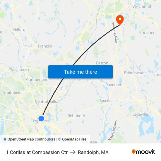 1 Corliss at Compassion Ctr to Randolph, MA map