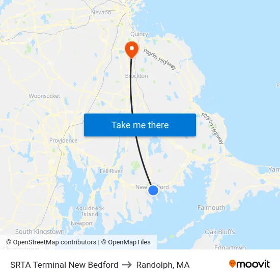 SRTA Terminal New Bedford to Randolph, MA map