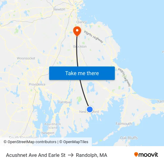 Acushnet Ave And Earle St to Randolph, MA map