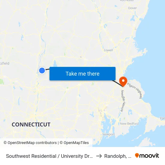 Southwest Residential  / University Drive (S) to Randolph, MA map
