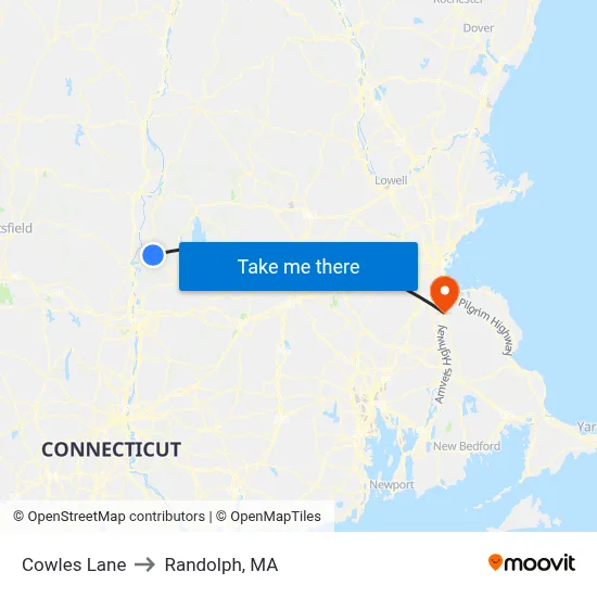Cowles Lane to Randolph, MA map