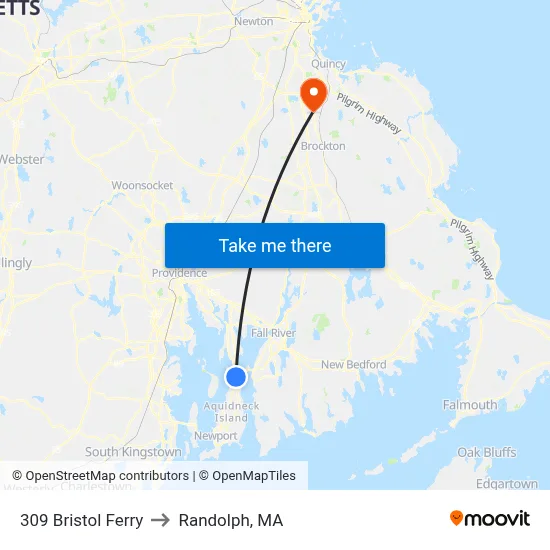 309 Bristol Ferry to Randolph, MA map