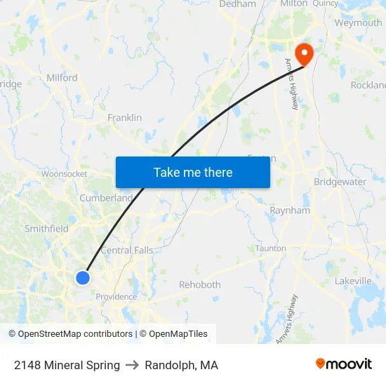 2148 Mineral Spring to Randolph, MA map