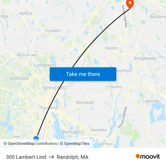 300 Lambert Lind to Randolph, MA map