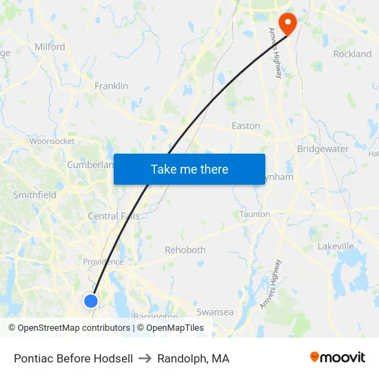 Pontiac Before Hodsell to Randolph, MA map