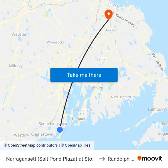 Narragansett (Salt Pond Plaza) at Stop & Shop to Randolph, MA map