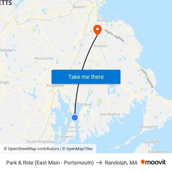 Park & Ride (East Main - Portsmouth) to Randolph, MA map