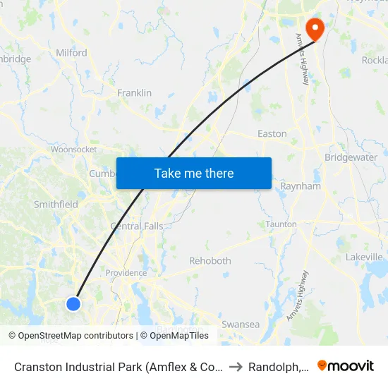 Cranston Industrial Park (Amflex & Comstock) to Randolph, MA map