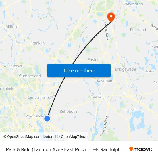 Park & Ride (Taunton Ave - East Providence) to Randolph, MA map