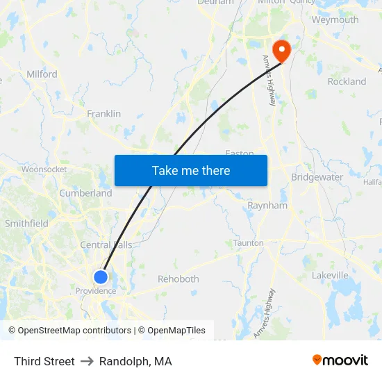 Third Street to Randolph, MA map