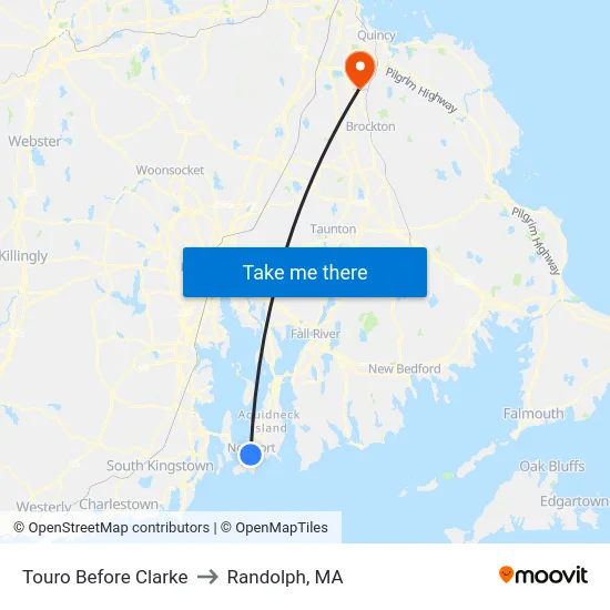 Touro Before Clarke to Randolph, MA map