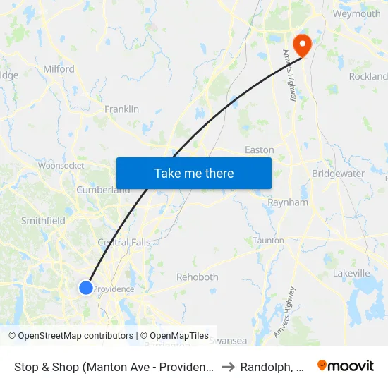 Stop & Shop (Manton Ave - Providence) to Randolph, MA map
