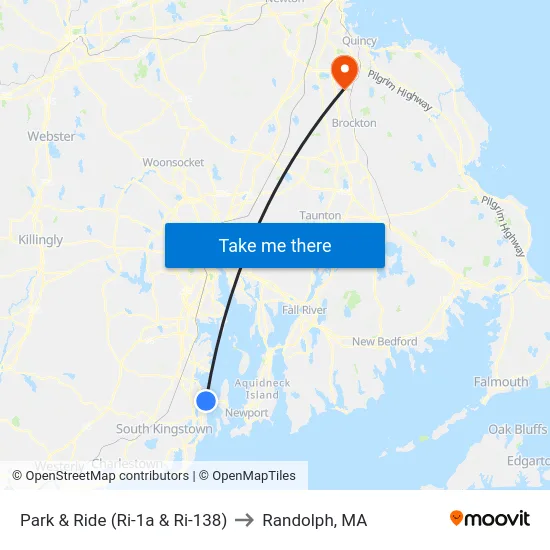 Park & Ride (Ri-1a & Ri-138) to Randolph, MA map