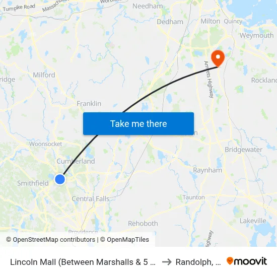 Lincoln Mall (Between Marshalls & 5 Below) to Randolph, MA map