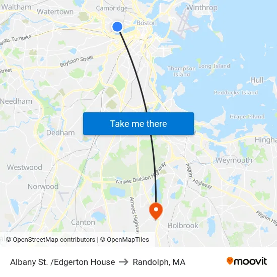 Albany St. /Edgerton House to Randolph, MA map
