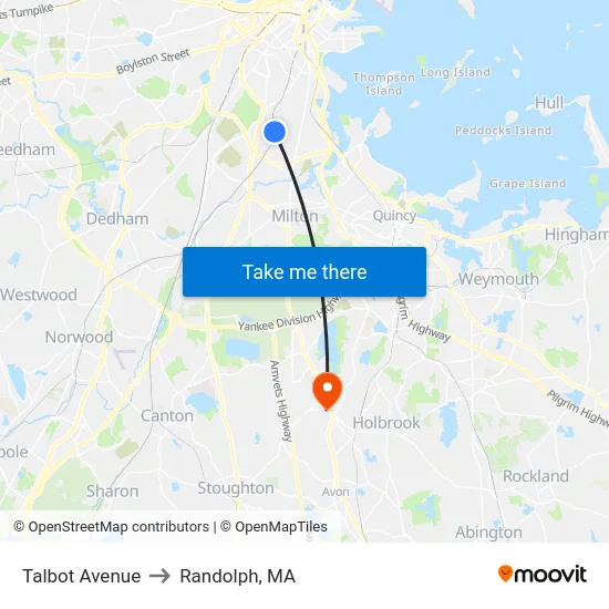 Talbot Avenue to Randolph, MA map