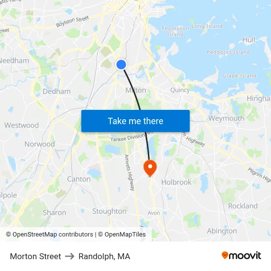Morton Street to Randolph, MA map