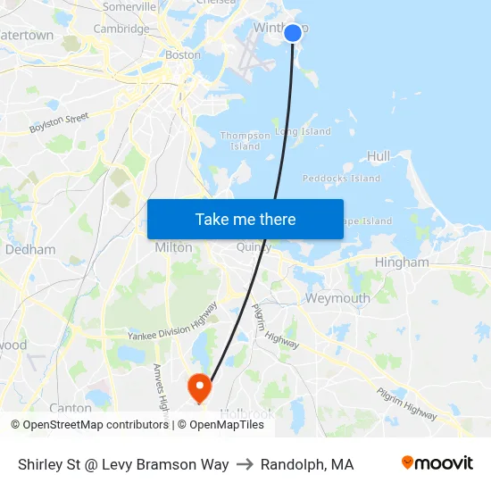 Shirley St @ Levy Bramson Way to Randolph, MA map