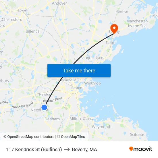 117 Kendrick St  (Bulfinch) to Beverly, MA map