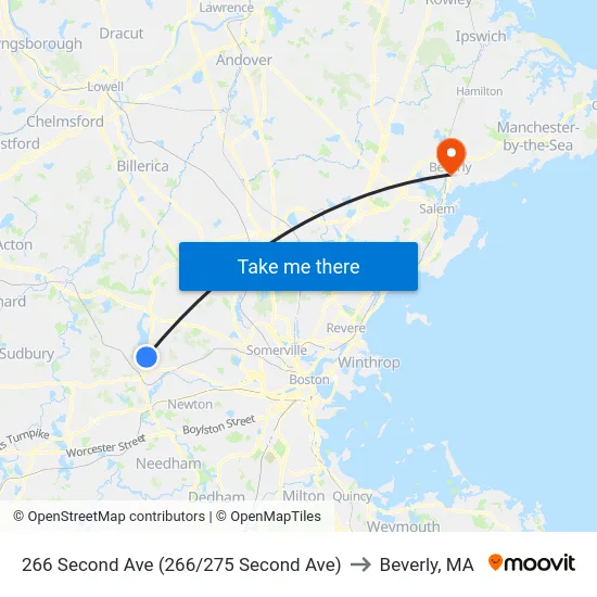 266 Second Ave (266/275 Second Ave) to Beverly, MA map