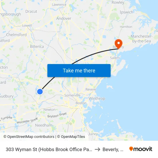 303 Wyman St  (Hobbs Brook Office Park) to Beverly, MA map