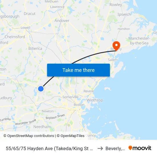 55/65/75 Hayden Ave  (Takeda/King St Properties) to Beverly, MA map