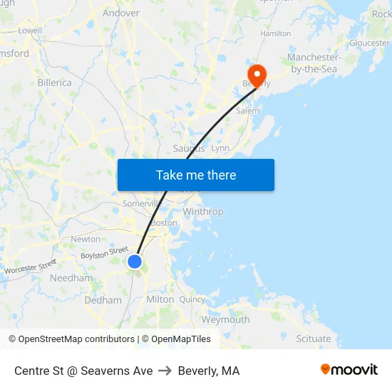 Centre St @ Seaverns Ave to Beverly, MA map