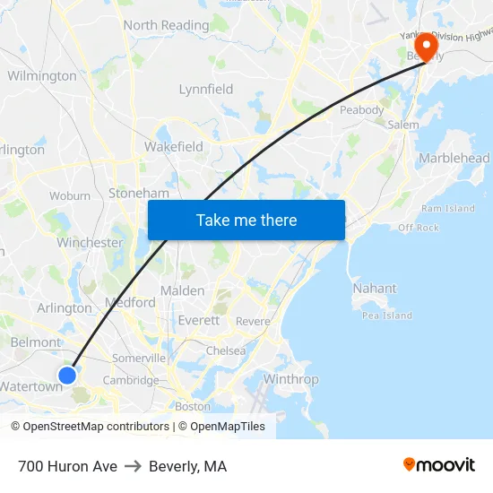 700 Huron Ave to Beverly, MA map