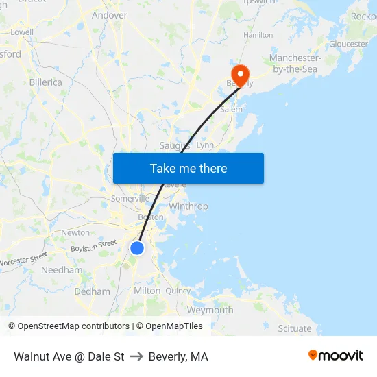 Walnut Ave @ Dale St to Beverly, MA map