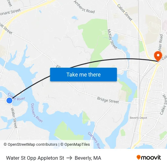 Water St Opp Appleton St to Beverly, MA map