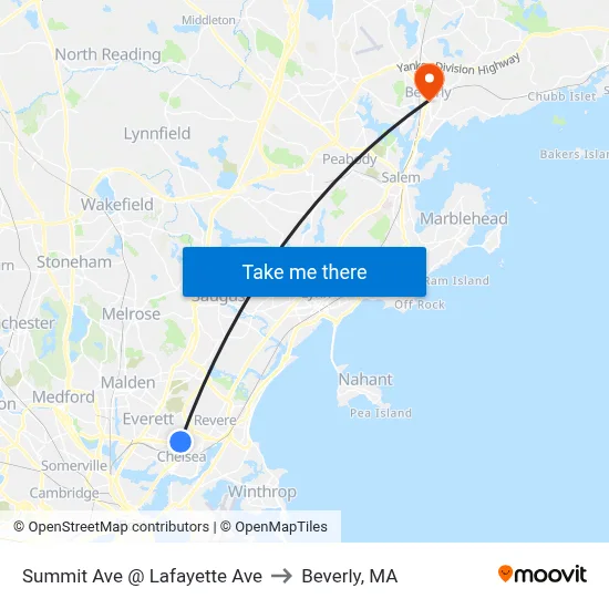 Summit Ave @ Lafayette Ave to Beverly, MA map
