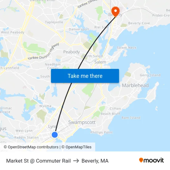 Market St @ Commuter Rail to Beverly, MA map