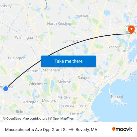 Massachusetts Ave Opp Grant St to Beverly, MA map
