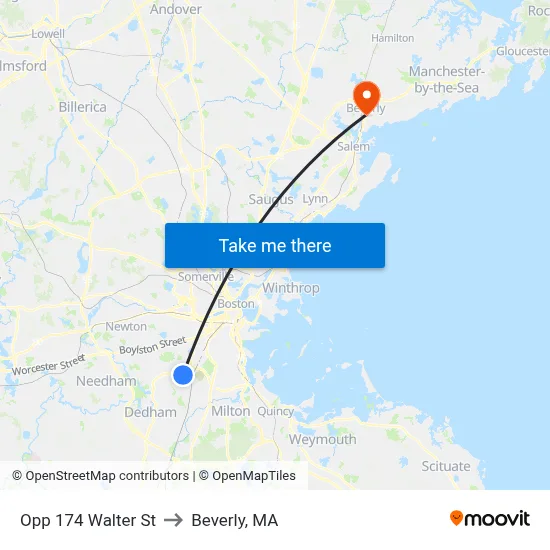Opp 174 Walter St to Beverly, MA map