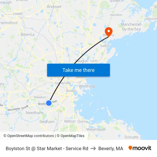 Boylston St @ Star Market - Service Rd to Beverly, MA map