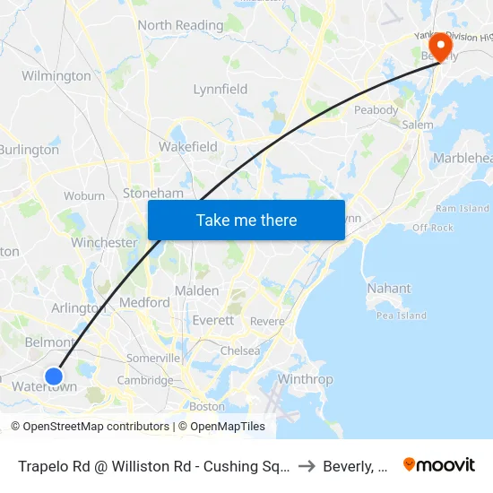 Trapelo Rd @ Williston Rd - Cushing Square to Beverly, MA map