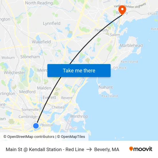 Main St @ Kendall Station - Red Line to Beverly, MA map