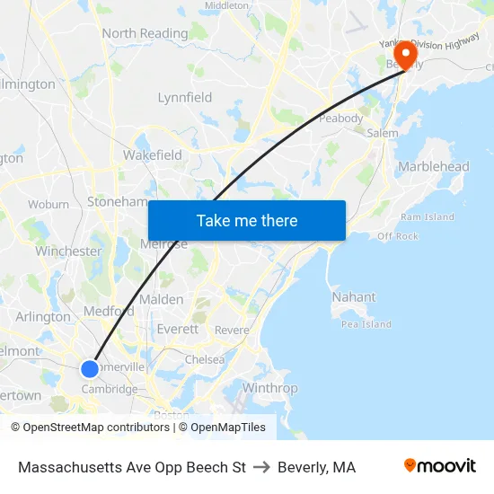 Massachusetts Ave Opp Beech St to Beverly, MA map