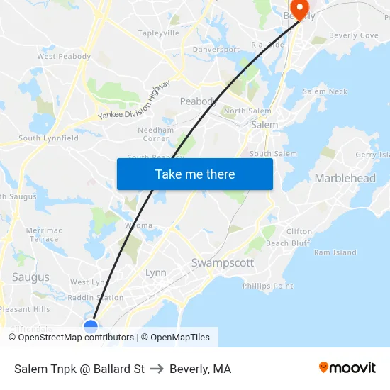 Salem Tnpk @ Ballard St to Beverly, MA map